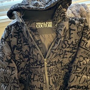 Versace Jeans Couture Black Graffiti Down Jacket